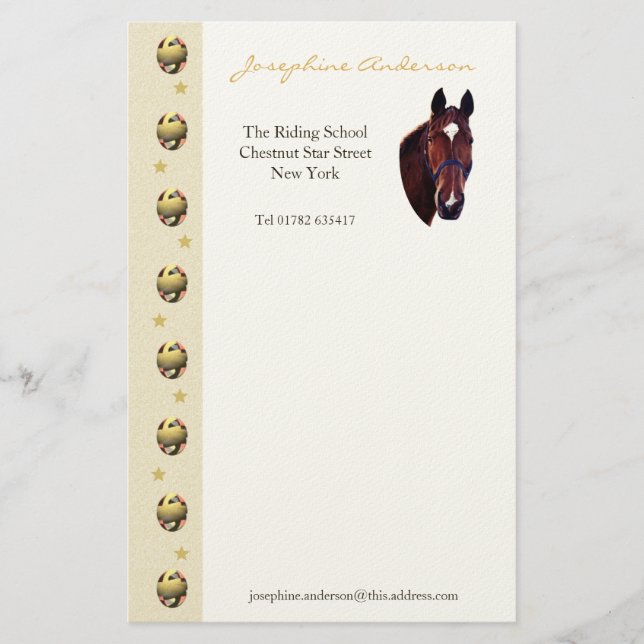 Chestnut Horse Portrait with White Star Stationery (Front)