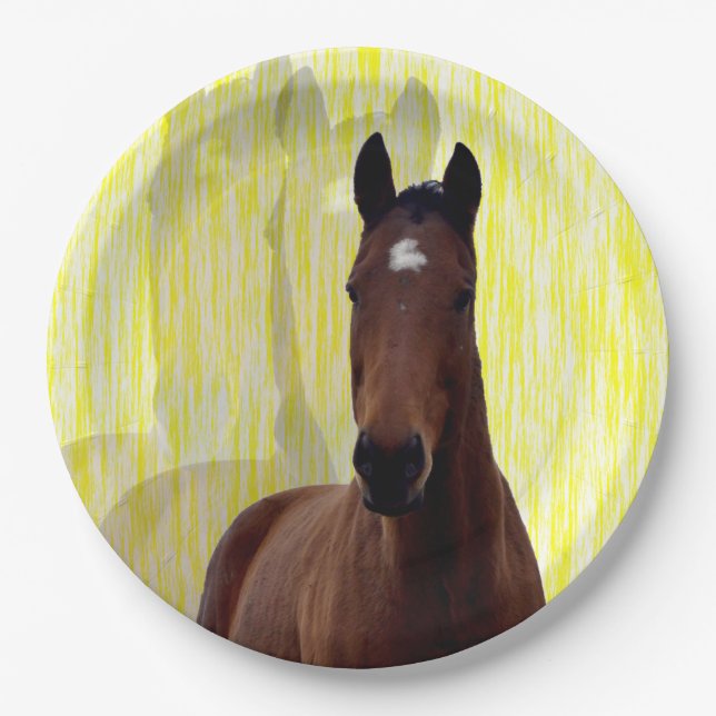 Chestnut Horse Shadows, Paper Plate (Front)