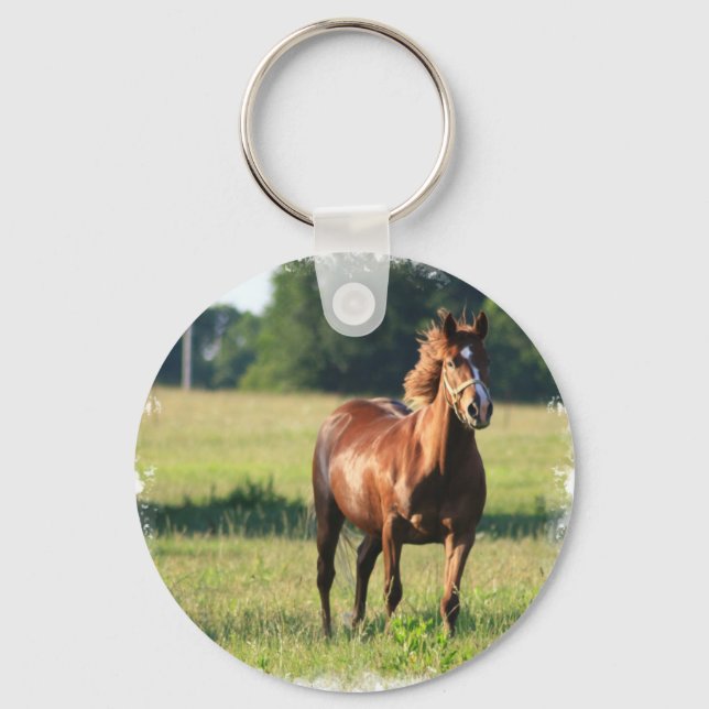 Chestnut Horse Standing Keychain (Front)