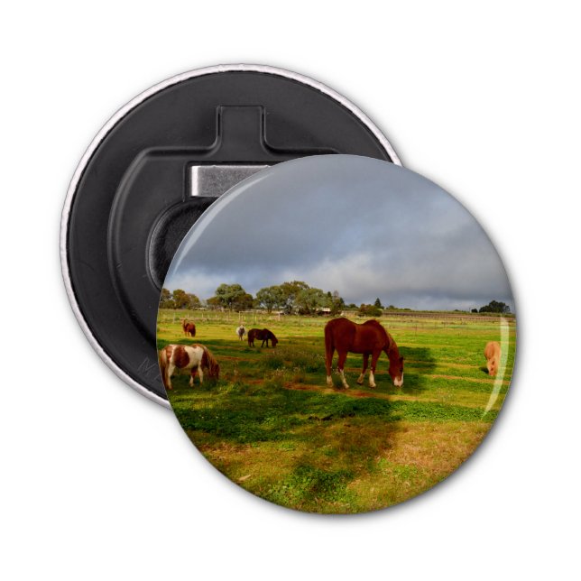 Chestnut Horse With Shetlands, Bottle Opener (Front)