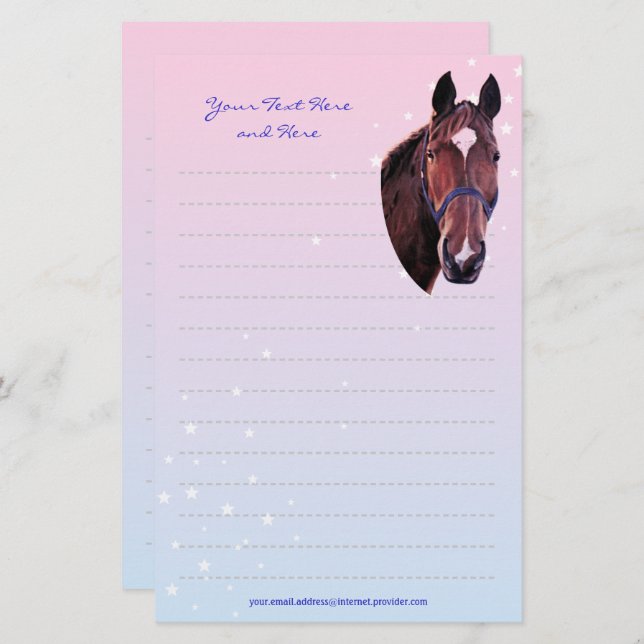 Chestnut Horse with White Star Writing Paper (Front/Back)
