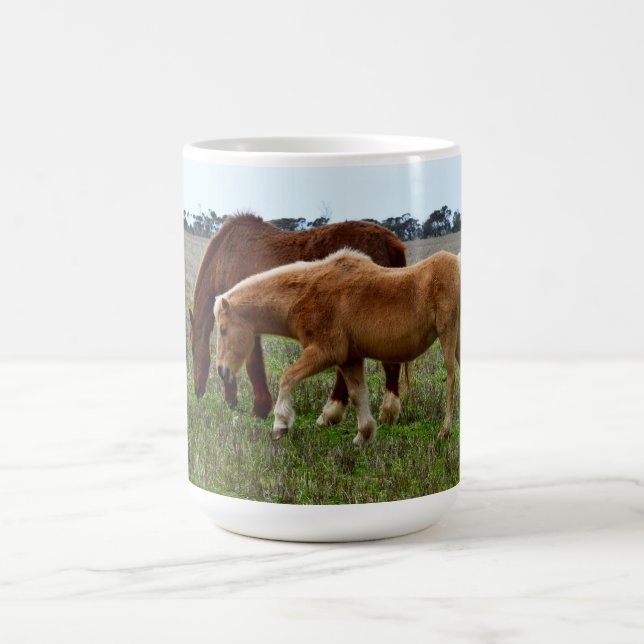 Chestnut Mare And Palomino Foal, Coffee Mug (Center)
