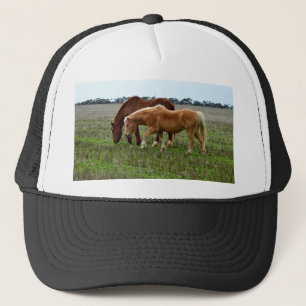 Chestnut Mare And Palomino Foal, Trucker Hat