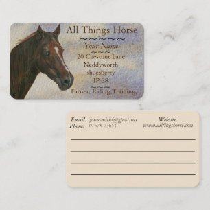 chestnut mare horse art equestrian farrier equine business card