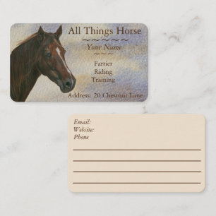 chestnut mare horse art equestrian farrier equine business card
