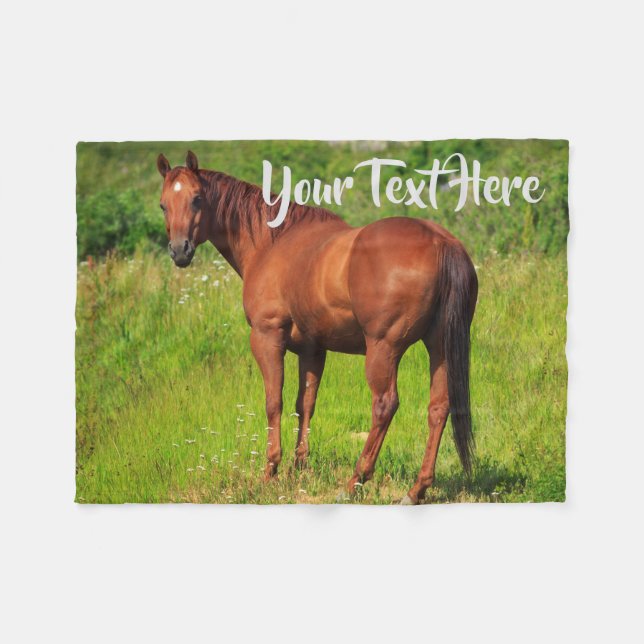 Chestnut Mare Horse Custom Fleece Blanket (Front (Horizontal))