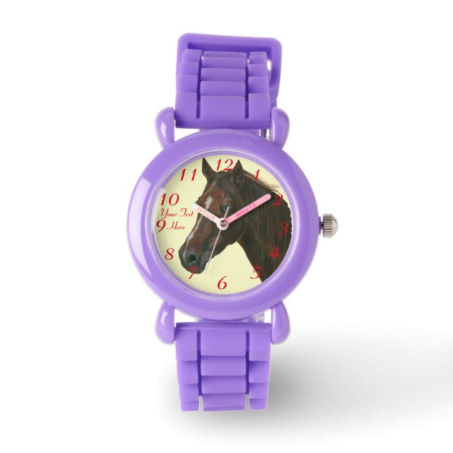 Chestnut mare horse portrait equine art painting watch (Front)