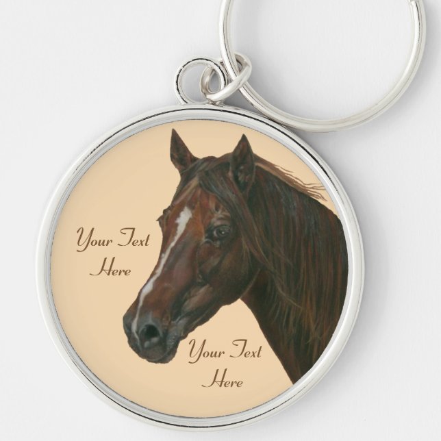 Chestnut mare horse portrait equine  key ring (Front)