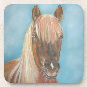 chestnut mare with blonde mane equine art horse coaster