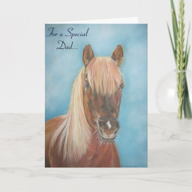 chestnut mare with blonde mane equine horse dad card (Front)
