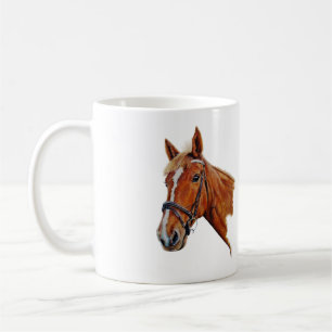 Chestnut mare with white blaze. Art. Coffee Mug