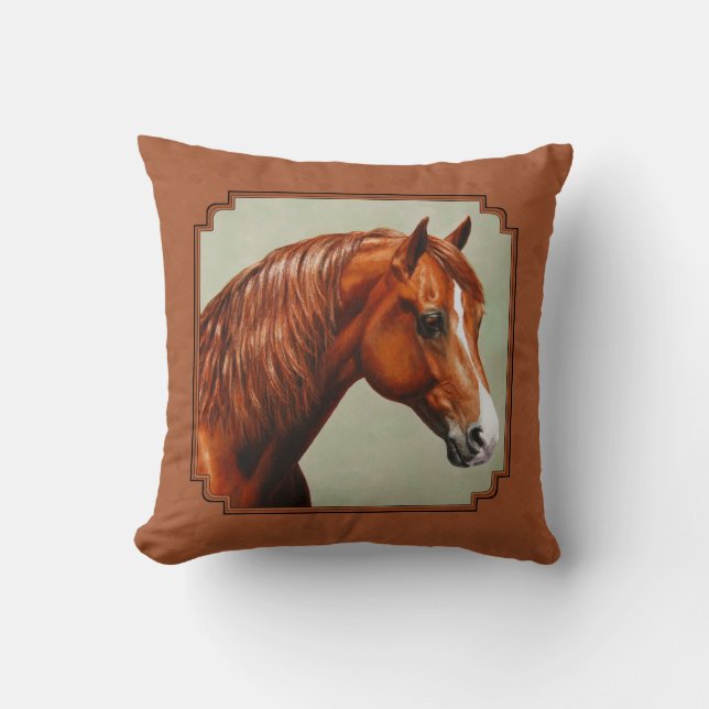 Chestnut Morgan Horse Rusty Red Cushion (Front)