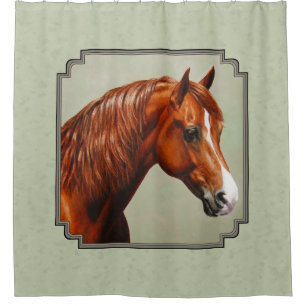 Chestnut Morgan Horse Sage Green Shower Curtain