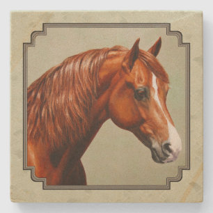 Chestnut Morgan Horse Sage Green Stone Coaster