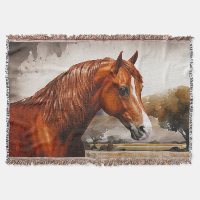 Chestnut Morgan Horse Throw Blanket (Front)