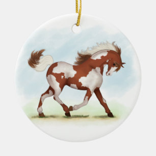 Chestnut Overo Skewbald Horse Ceramic Ornament