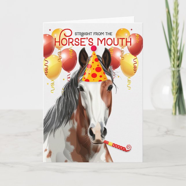 Chestnut Pinto Horse Funny Birthday Card (Front)