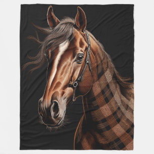 Chestnut Plaid Horse Fleece Blanket