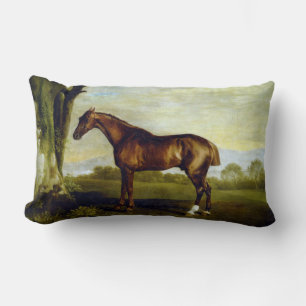 Chestnut Racehorse in a Landscape (George Stubbs) Lumbar Cushion
