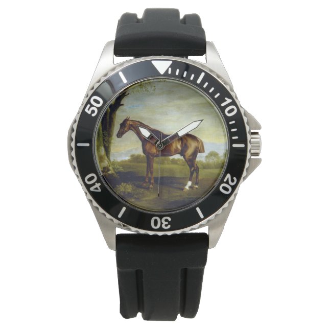 Chestnut Racehorse in a Landscape (George Stubbs) Watch (Front)