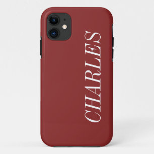 Chestnut Roast Solid Colour Minimalist Name iPhone 11 Case