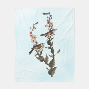 Chestnut-Sided Warbler Audubon Bird on Wildflower Fleece Blanket