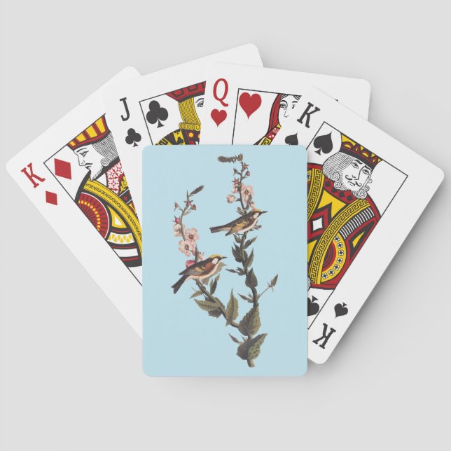 Chestnut-Sided Warbler Audubon Bird on Wildflower Playing Cards (Back)