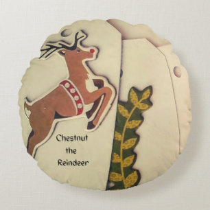 Chestnut the Reindeer christmas Round Cushion