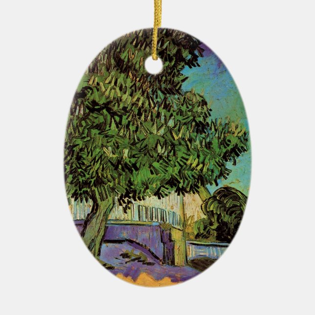 Chestnut Tree in Blossom by Vincent van Gogh Ceramic Ornament (Front)