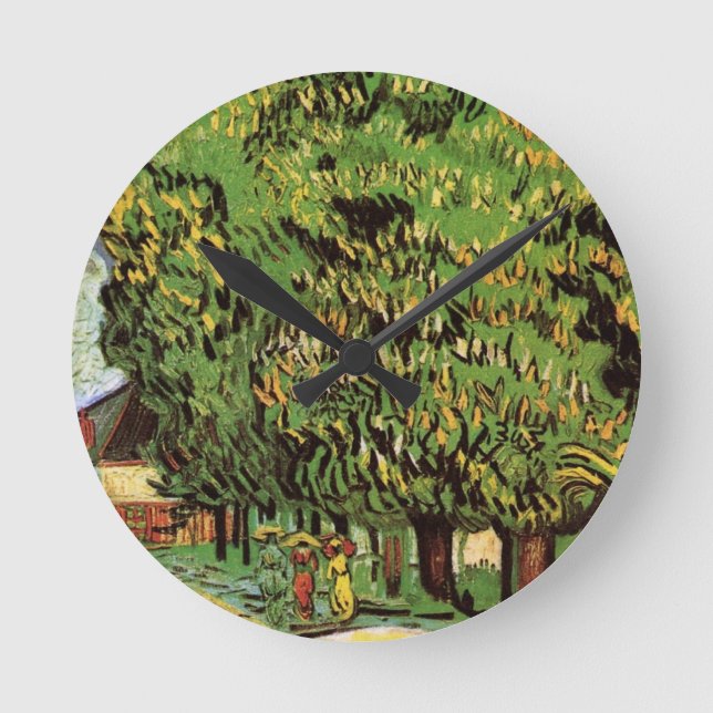 Chestnut Trees in Blossom by Vincent van Gogh Round Clock (Front)
