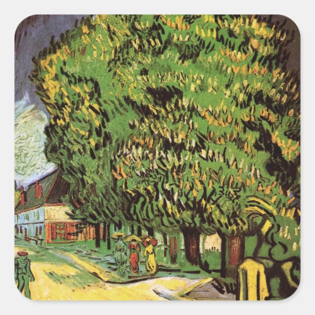 Chestnut Trees in Blossom by Vincent van Gogh Square Sticker (Front)