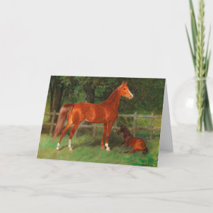 Chestnut with Foal in the Meadow   Hans Haag Card