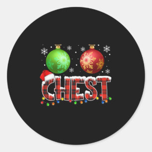 chestnuts funny matching couples christmas lights classic round sticker