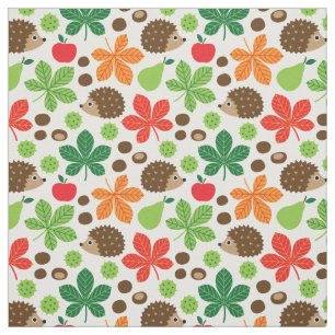 Chestnuts & Hedgehog Seamless Pattern Fabric
