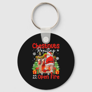 Chestnuts Roasting On An Open Fire Funny Santa Key Ring