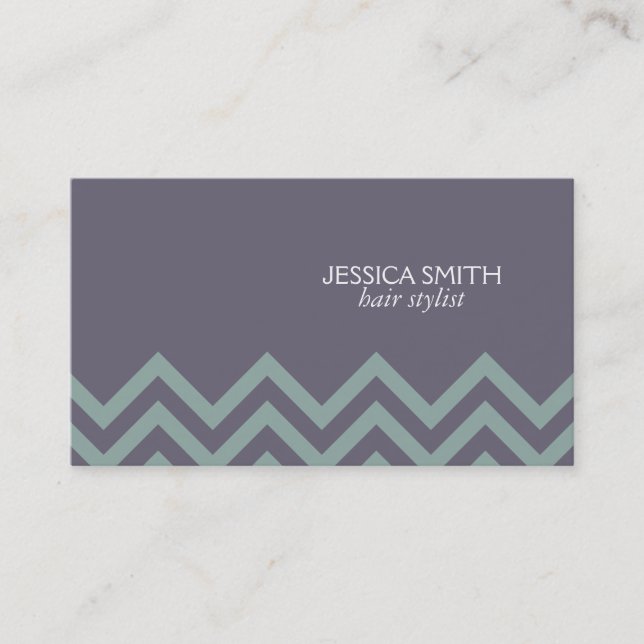 Cheveron Pattern Old Lavender Background Business Card (Front)
