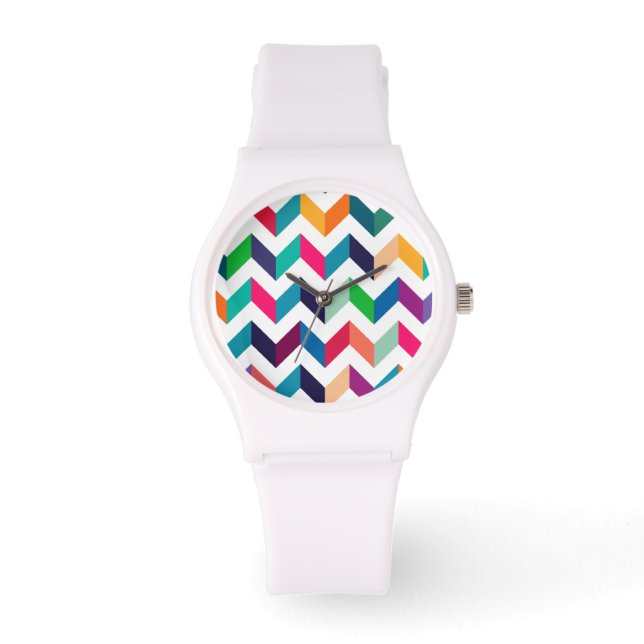 Cheveron Pattern Wild Colours Watch (Front)