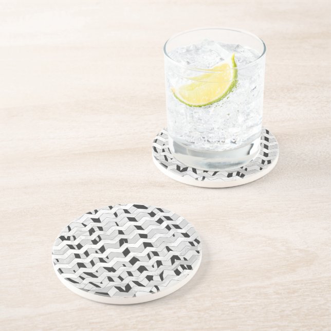 Cheveron Tiger Black and White Print Coaster (Side)