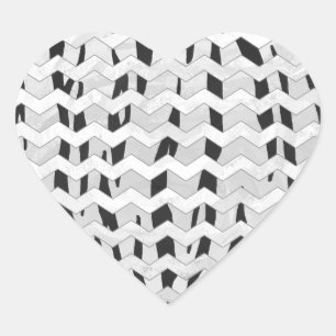 Cheveron Tiger Black and White Print Heart Sticker