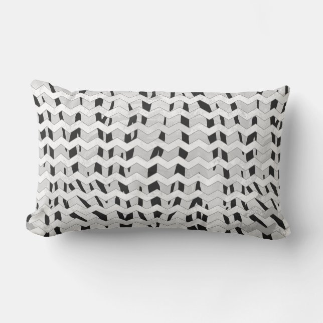 Cheveron Tiger Black and White Print Lumbar Cushion (Front)