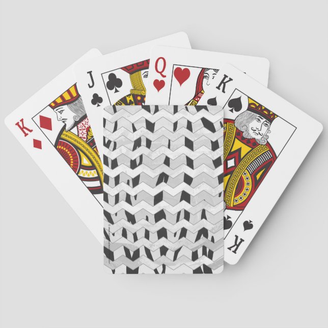 Cheveron Tiger Black and White Print Playing Cards (Back)