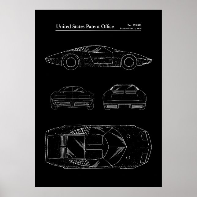 Chevrolet Aerovette Concept Car Patent  Poster (Front)