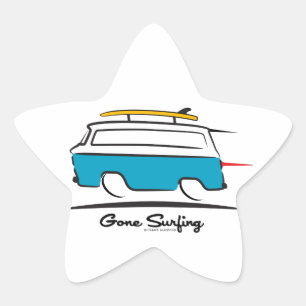 Chevrolet Corvair Greenbrier Gone Surfing Star Sticker
