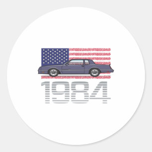Chevrolet Monte Carlo Blue 1984  Classic Round Sticker