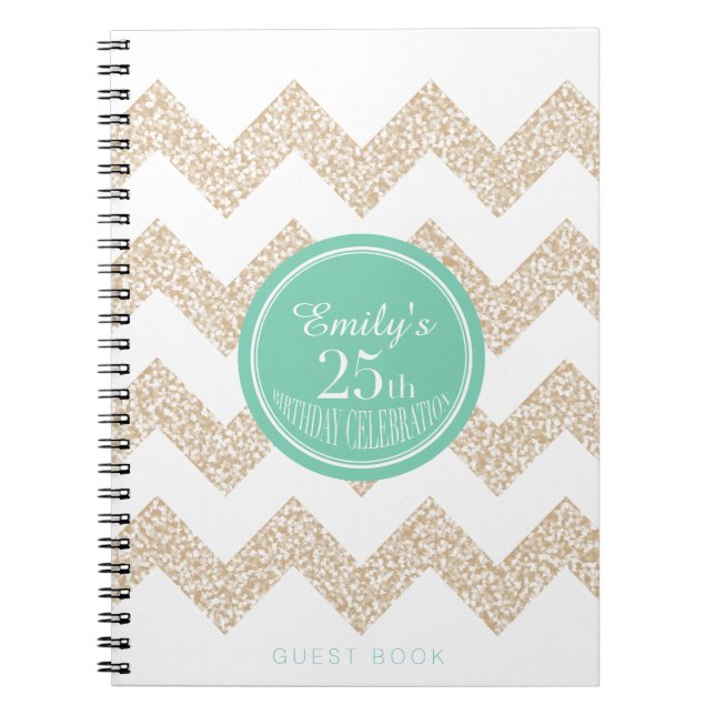 Chevron 25th Birthday Party GuestBook Choose Colou Notebook (Front)