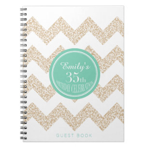 Chevron 35th Birthday Party GuestBook Choose Colou Notebook