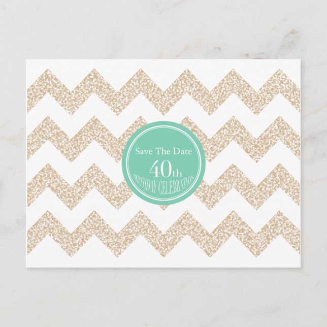 Chevron 40th Birthday Save the Date Choose Colour Announcement Postcard (Front)