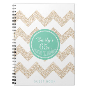 Chevron 65th Birthday Party GuestBook Choose Colou Notebook