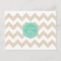Chevron 65th Birthday Save the Date Choose Colour