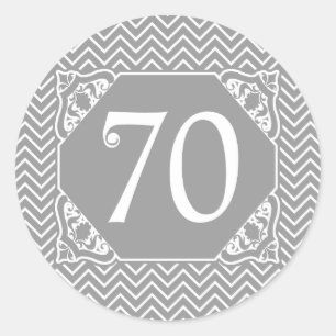 Chevron 70th Birthday Classic Round Sticker